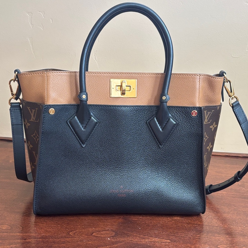 Louis Vuitton Black and Tan Satchel